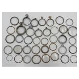 Lot of Antq. & Vtg. Pocket Watch Bezels & Crystals
