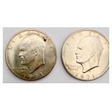 2 1971-S Eisenhower Silver Dollars 40% silver