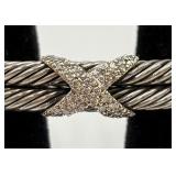SS, 18K Gold & Diamond ï¿½Xï¿½ Double Cable Bracelet