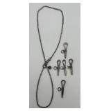 5 Vtg. & Antq. Pocket Watch Keys & a Chain