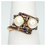 VTG Pearl Ring 10KT Gold & Sterling Ring