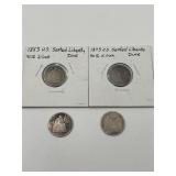 4 Seated Liberty Dimes 90% Silver