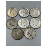 8 Kennedy Silver Half Dollars 40% Silver