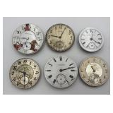 6 Antique & Vtg. 17 Jewels Pocket Watch Movements