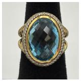 D Yurman 18K Gold Diamond & Oval Albion Ring