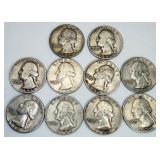 10 1956 Washington Quarters 90% Silver