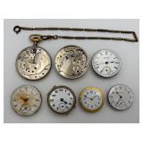 7 Various Antique & Vtg. Pocket Watch Movements