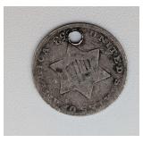 1853 Three Cent 75% Silver Coin
