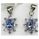 2 White Topaz Tanzanite Center Stones 925 Pendants