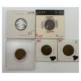 5 Indian Head Pennies