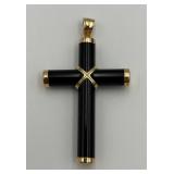 14K Gold Onyx Cross Pendant