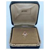 Rose Gold Over Sterling VTG Clock Lapel Pin