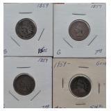 4-1859 Indian Head Pennies