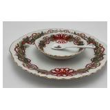 Christmas Garland Serving Dish w/Bowl & Spoon