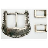 Silver-tone Belt Buckle & 2 Keepers