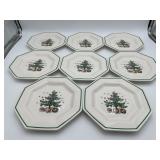8 Vtg Nikko Christmastime Octagonal Salad Plates