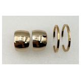 2 Pair of Golden Hoop Pierced Earrings