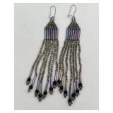 Handcrafted Iridescent/Gray Dangle Earrings