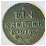 1816 Scheide Munze 1 Kreuzer