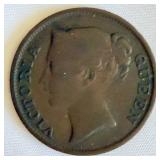 1845 East India Co. Queen Victoria Half Cent