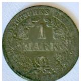 1875 Germany Deutsches Reich 1 Mark Silver Coin