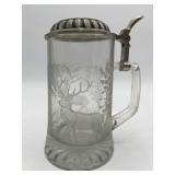 Vintage German Clear Glass Beer Stein