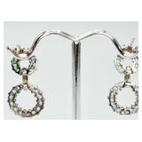 10K W/G Aquamarine & Diamond Pierced Earrings