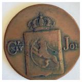 1832 Norway 1 Skilling Copper Coin