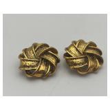 VTG Gold-tone Ribbon Knot Clip-on Earrings