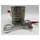 VTG Jacob Bromwell Flour Sifter& Ekco Hand Mixer