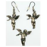 925 Angels/Cherubs Earrings & Pendant Set