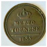 1853 Mezzo Turners (1/2 turners) Copper Coin