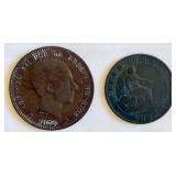 2 ANTQ Spain Coins