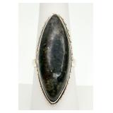925 Marquise-cut Nuummite Ring