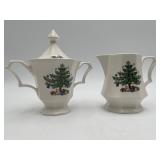 Vtg Nikko Christmastime Creamer/Sugar Bowl Set