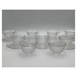 7 Vtg Fostoria American Teacups/Saucers