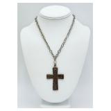 Silver-tone Necklace w/ Cross Pendant