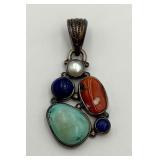 Sterling Silver & Multi-Stone Pendant