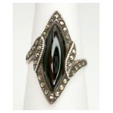 925 Marquise-cut Onyx Ring