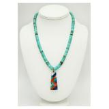 Handmade Turquoise, Lapis, Spiney Oyster Necklace