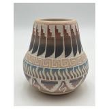 Signed Navajo Etched Pottery Seed Pot