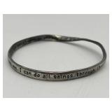 Silver-toned Metal Möbius Strip Scripture Bangle