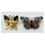 Pair of Vintage Butterfly Pins