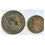 Canada 1919 10 Cents Coins & 1909 25 Cents Coin