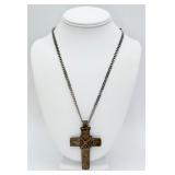 Silver-tone Necklace w/ Rustic Looking Cross