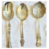3 Ornate Silverplated Serving Spoons