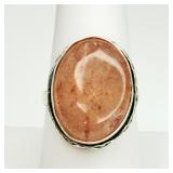 925 Rose Quartz Cabochon Ring