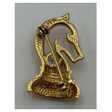 Gold-tone Horse Head Pin/Brooch