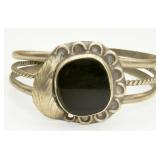 Silver-tone Onyx Cuff Bracelet