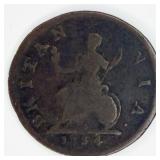 1734 British Georgies 2 Rex Copper Half Penny Coin
